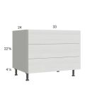 Euro White Grain 33" 3-Drawer Desk Base Cabinet