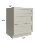 Kingston Pearl Grey Shaker 27" 3-Drawer Base Cabinet