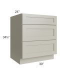 Kingston Pearl Grey Shaker 30" 3-Drawer Base Cabinet