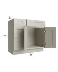 Kingston Pearl Grey Shaker 36" Vanity Sink Base Cabinet (Drawers on Left)