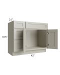 Kingston Pearl Grey Shaker 42" Vanity Sink Base Cabinet (Drawers on Left)