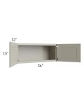 Kingston Pearl Grey Shaker 36x15 Wall Cabinet