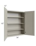 Kingston Pearl Grey Shaker 36x42 Wall Cabinet
