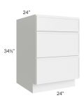 Metro White 24" 3-Drawer Base Cabinet 