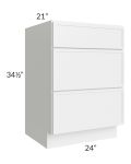 Metro White 24" 3-Drawer Vanity Base Cabinet