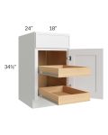 Metro White 18" Base Cabinet with 2 Rollout Trays