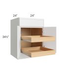 Metro White 24" Base Cabinet with 2 Rollout Trays