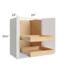 Metro White 24" Full Height Base Cabinet with 2 Rollout Trays