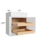 Metro White 27" Base Cabinet with 2 Rollout Trays