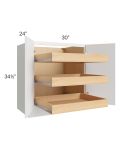 Metro White 30" Full Height Base Cabinet with 3 Rollout Trays
