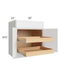 Metro White 30" Base Cabinet with 2 Rollout Trays
