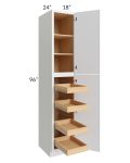 Metro White 18x96x24 Wall Pantry Cabinet with 4 Rollout Trays 