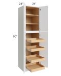 Metro White 24x90x24 Wall Pantry Cabinet with 4 Rollout Trays 