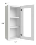 Metro White 15x36 Wall Glass Door Cabinet (Prepped for Glass Doors)