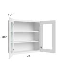 Metro White 30x30 Wall Glass Door Cabinet (Prepped for Glass Doors) 