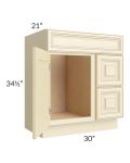 Phoenix Cream Glaze 30x21 Vanity Sink Base Cabinet (Door on Left)