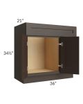 Southport Espresso Shaker 36x21 Vanity Sink Base Cabinet (Doors on Left)