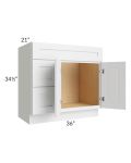 Southport White Shaker 36x21 Vanity Sink Base Cabinet (Doors on Right)