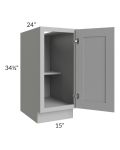 Pewter Grey Shaker 15" Full Height Door Base Cabinet