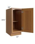  Artisan Walnut Shaker 15" Full Height Door Base Cabinet