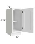 Aspen White Shaker 15" Full Height Door Base Cabinet