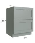 Woodland Green Shaker 24" 2-Drawer Base Cabinet