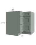 Woodland Green Shaker 24" 2-Drawer Base Cabinet