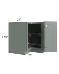 Woodland Green Shaker 24" 2-Drawer Base Cabinet