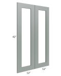 Woodland Green Shaker 24x42 Glass Door 