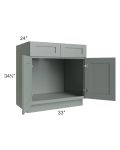 Woodland Green Shaker 24" 2-Drawer Base Cabinet