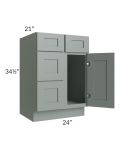 Woodland Green Shaker 24" 2-Drawer Base Cabinet