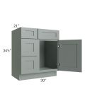 Woodland Green Shaker 24" 2-Drawer Base Cabinet
