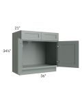 Woodland Green Shaker 36" Vanity Sink Base Cabinet