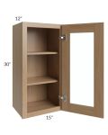 Township Rift Oak 15x30 Wall Glass Door Cabinet