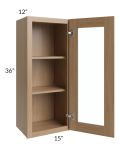 Asheville Rift Oak Shaker 15x36 Wall Glass Door Cabinet