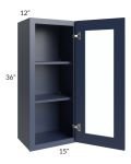 Bayville Blue 15x36 Wall Glass Door Cabinet