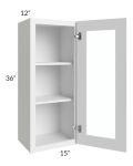 Bayville White 15x36 Wall Glass Door Cabinet