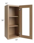 Township Rift Oak 15x36 Wall Glass Door Cabinet