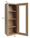 Asheville Rift Oak Shaker 15x42 Wall Glass Door Cabinet