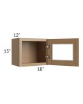 Township Rift Oak 18x15 Wall Glass Door Cabinet