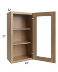 Asheville Rift Oak Shaker 18x36 Wall Glass Door Cabinet