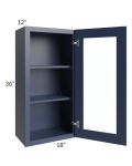 Bayville Blue 18x36 Wall Glass Door Cabinet