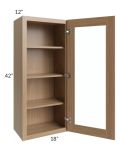 Asheville Rift Oak Shaker 18x42 Wall Glass Door Cabinet