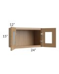 Township Rift Oak 24x15 Wall Glass Door Cabinet
