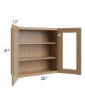 Asheville Rift Oak Shaker 30x30 Wall Glass Door Cabinet
