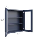 Bayville Blue 30x36 Wall Glass Door Cabinet