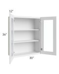 Bayville White 30x36 Wall Glass Door Cabinet