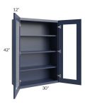 Bayville Blue 30x42 Wall Glass Door Cabinet