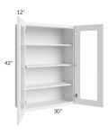 Bayville White 30x42 Wall Glass Door Cabinet