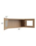 Asheville Rift Oak Shaker 33x15 Wall Glass Door Cabinet